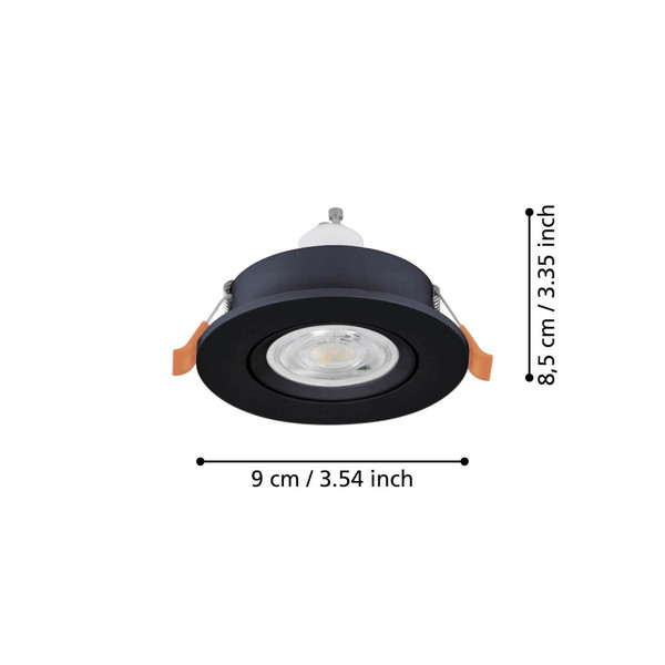 Eglo LED Einbauspot Barranco GU10 4,5W warmweiss 3000K Schwarz Ø9cm 902243