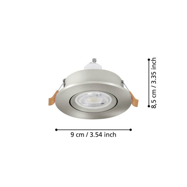 Eglo LED Einbauspot Barranco GU10 4,5W warmweiss 3000K Nickel-matt Ø9cm 902245