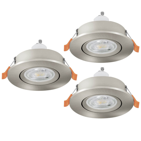 Eglo LED Einbauspot Barranco 3-flammig GU10 3x 4,5W warmweiss 3000K Nickel-matt Ø9cm 902246
