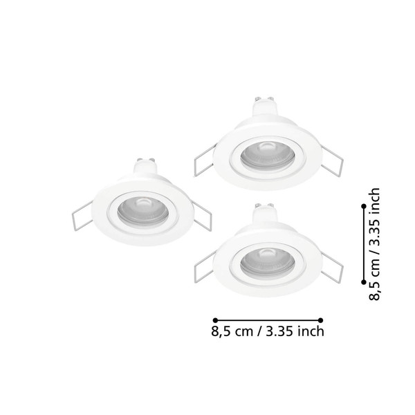Eglo LED Einbauspot Barranco 3-flammig GU10 3x 4,5W neutralweiss 4000K IP44 Weiss Ø8cm 902248