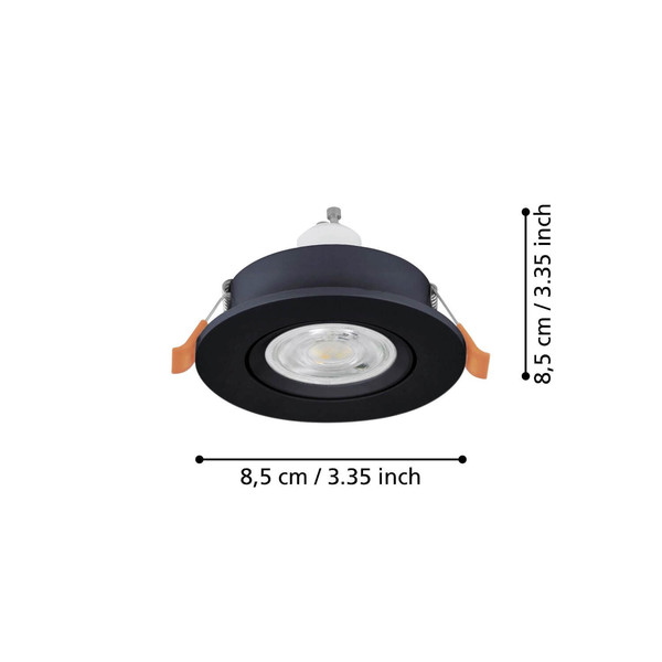 Eglo LED Einbauspot Barranco GU10 4,5W neutralweiss 4000K IP44 Schwarz Ø8cm 902249