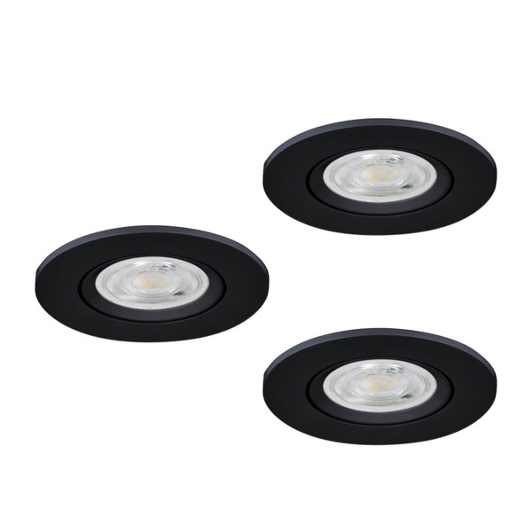 Eglo LED Einbauspot Barranco 3-flammig GU10 3x 4,5W neutralweiss 4000K IP44 Schwarz Ø8cm 902251