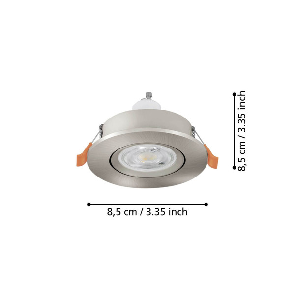 Eglo LED Einbauspot Barranco GU10 4,5W neutralweiss 4000K IP44 Nickel-matt Ø8cm 902252