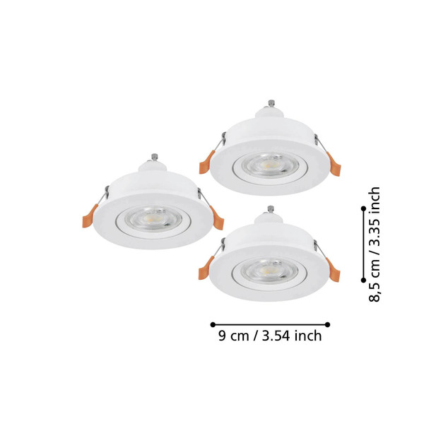 Eglo LED Einbauspot Barranco 3-flammig GU10 3x 4,5W neutralweiss 4000K Weiss Ø9cm 902255