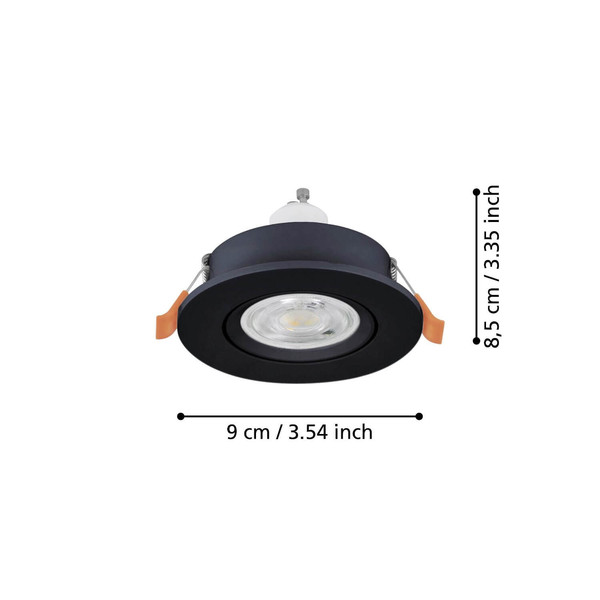 Eglo LED Einbauspot Barranco GU10 4,5W neutralweiss 4000K Schwarz Ø9cm 902256