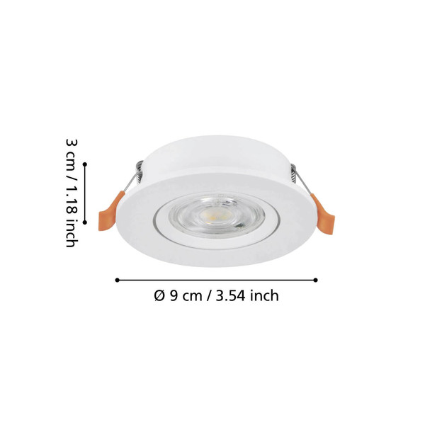Eglo LED Einbauspot Barranco 4,8W CCT warm-/neutral-/tageslichtweiss 2700/4000/6500K Weiss Ø9cm 902261