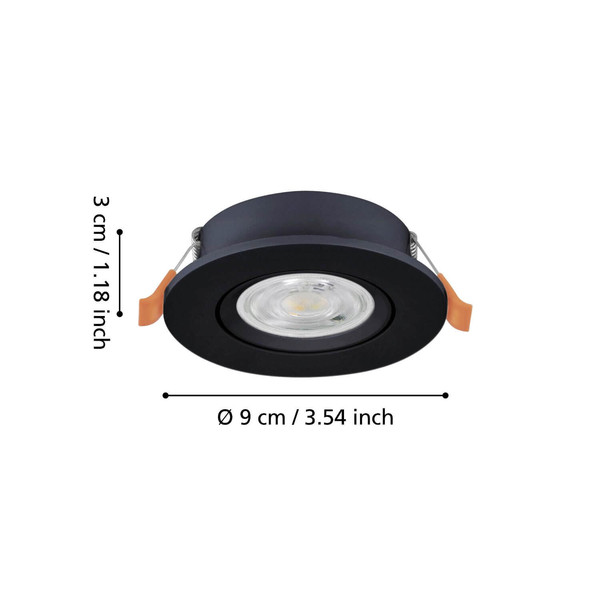 Eglo LED Einbauspot Barranco 4,8W CCT warm-/neutral-/tageslichtweiss 2700/4000/6500K Schwarz Ø9cm 902264
