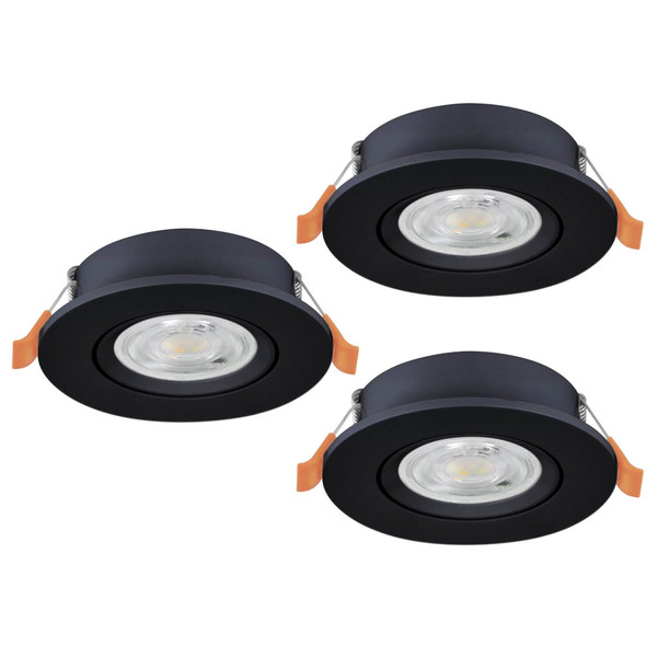 Eglo LED Einbauspot Barranco 3-flammig 3x 4,8W CCT warm-/neutral-/tageslichtweiss 2700/4000/6500K Schwarz Ø9cm 902265