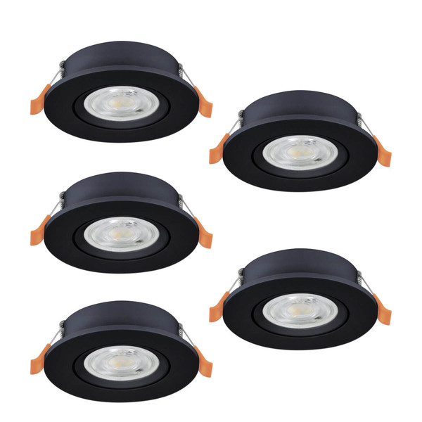 Eglo LED Einbauspot Barranco 5-flammig 5x 4,8W CCT warm-/neutral-/tageslichtweiss 2700/4000/6500K Schwarz Ø9cm 902266