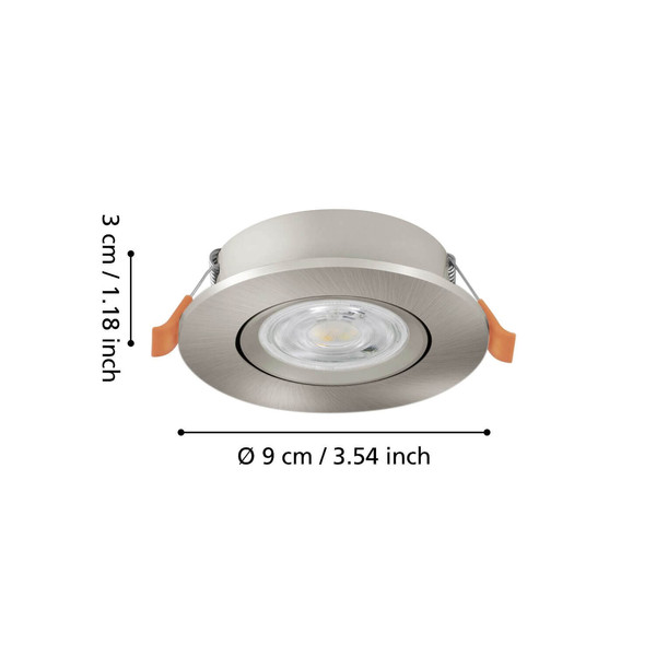 Eglo LED Einbauspot Barranco 4,8W CCT warm-/neutral-/tageslichtweiss 2700/4000/6500K Nickel-matt Ø9cm 902267