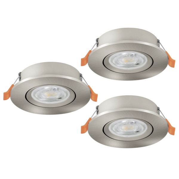 Eglo LED Einbauspot Barranco 3-flammig 3x 4,8W CCT warm-/neutral-/tageslichtweiss 2700/4000/6500K Nickel-matt Ø9cm 902268