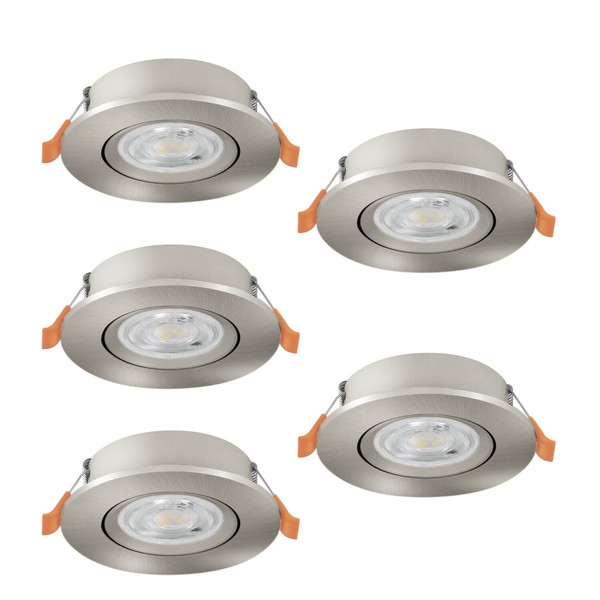 Eglo LED Einbauspot Barranco 5-flammig 5x 4,8W CCT warm-/neutral-/tageslichtweiss 2700/4000/6500K Nickel-matt Ø9cm 902269