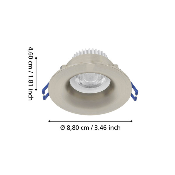 Eglo LED Einbauspot Salabate 5W CCT warm-/neutral-/tageslichtweiss 2700/4000/6500K IP65 Nickel-matt Aluminium Ø9cm 902275