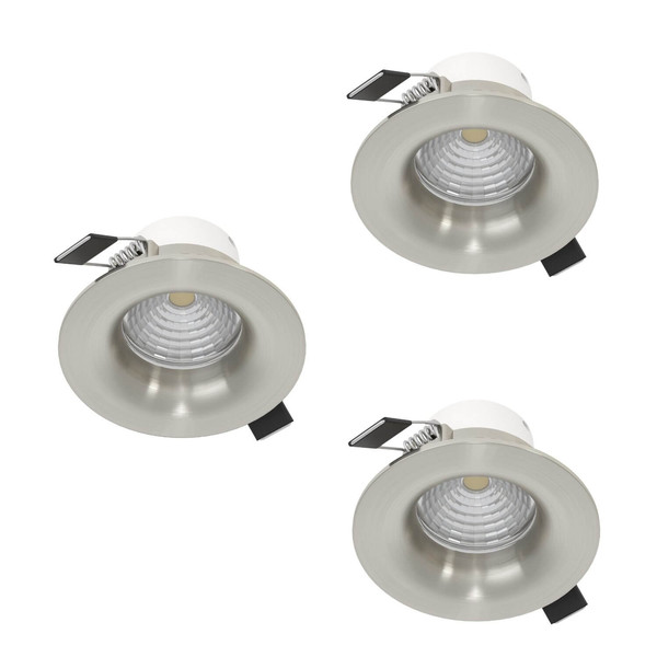 Eglo LED Einbauspot Saliceto 3-flammig dimmbar 3x 4,8W warmweiss 2700K Nickel-matt Aluminium Ø9cm 902279