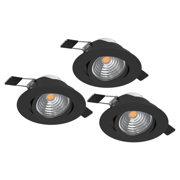 Eglo LED Einbauspot Saliceto 3-flammig dimmbar 3x 6,4W neutralweiss 4000K Schwarz Aluminium Ø9cm 902281