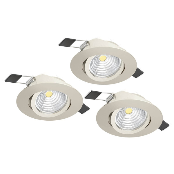 Eglo LED Einbauspot Saliceto 3-flammig dimmbar 3x 6,4W neutralweiss 4000K Nickel-matt Aluminium Ø9cm 902282