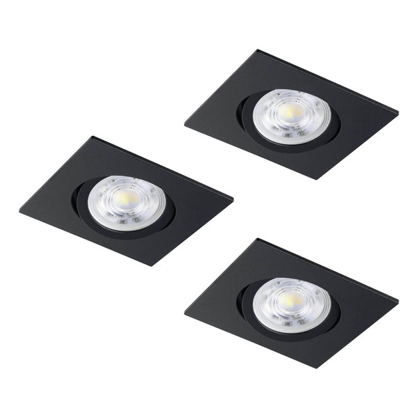 Eglo LED Einbauspot Saliceto 3-flammig dimmbar 3x 6,4W neutralweiss 4000K Schwarz Aluminium 9x9cm 902285