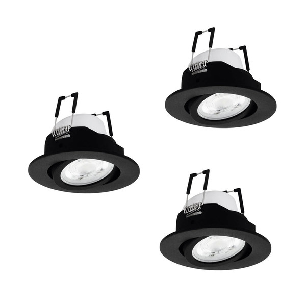 Eglo LED Einbauspot Saliceto-Z Smart 3-flammig dimmbar 3x 4,9W RGB CCT warm-/tageslichtweiss 2700-6500K Zigbee Schwarz Aluminium Ø9cm 902287