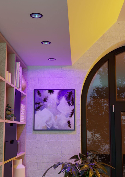 Eglo LED Einbauspot Yebra-Z Smart dimmbar 4,9W RGB CCT warm-/tageslichtweiss 2700-6500K Zigbee Schwarz Silber Ø9cm 902298