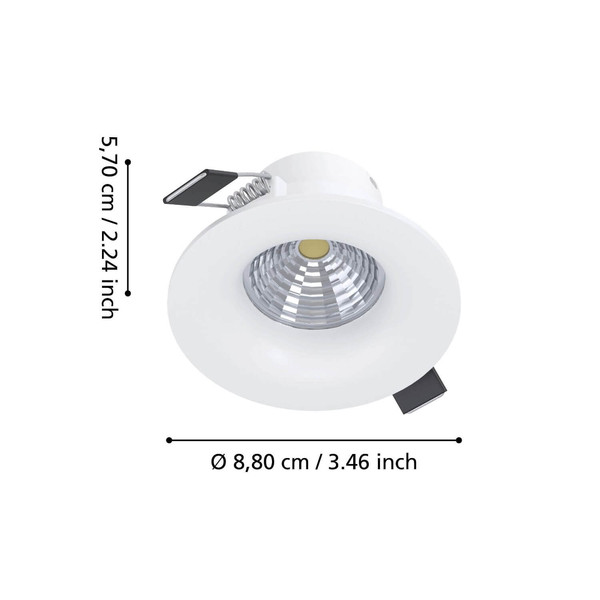 Eglo LED Einbauspot Saliceto dimmbar 6,4W neutralweiss 4000K Weiss Aluminium Ø9cm 902329