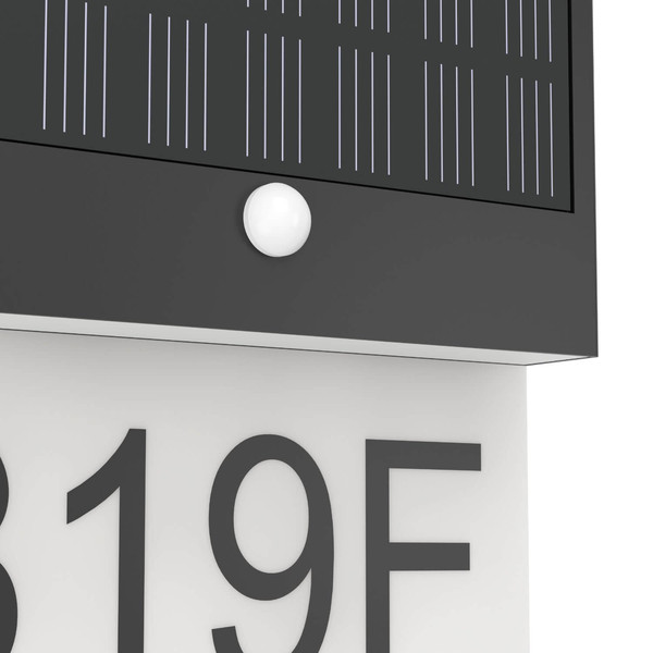Eglo LED Solar-Wandleuchte Conettimara 5,5W warmweiss 3000K Bewegungsmelder IP44 Schwarz-struktur Milchweiss mit Sensor 23x20cm 902412