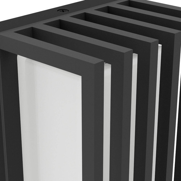 Eglo LED Außen-Wandleuchte Genovese 10W CCT warm-/neutral-/tageslichtweiss 3000/4500/6000K IP65 Schwarz-struktur Klar Aluminium mit Gitter 24x14cm 902418