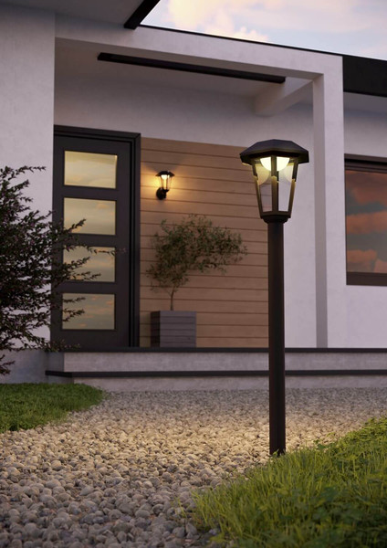 Eglo LED Solar-Fluter Prietta 6,5W warmweiss 2700K Bewegungsmelder IP44 Schwarz-struktur Glas mit Sensor 88x18cm 902439