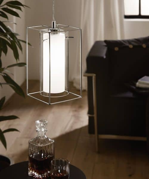 Eglo 94377 Loncino 1 Hängeleuchte E27 Stahl chrom klar weiss