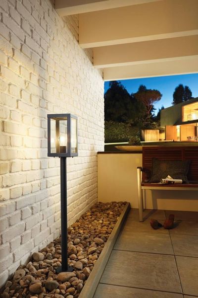 Eglo 94833 ALAMONTE 1 E27 Außen-Stehleuchte 150x150mm Schwarz IP44