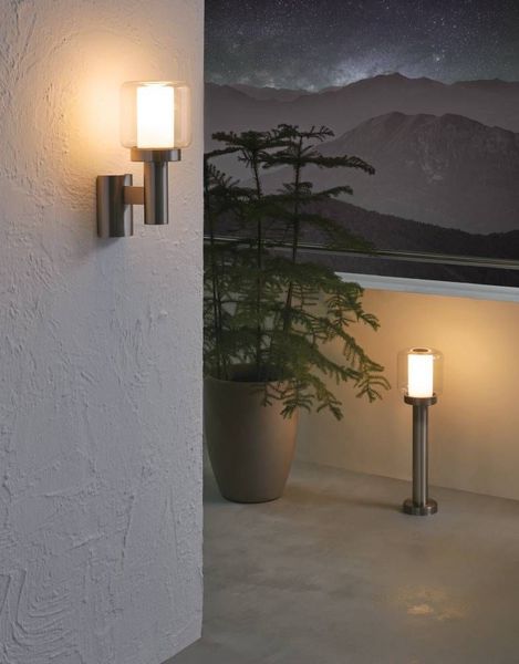 Eglo 95016 POLIENTO E27 Außen-Wand-/Deckenleuchte Edelstahl Weiss IP44