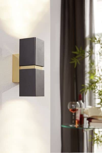 Eglo 95373 Passa LED Wandleuchte 2x2,8W GU10 Schwarz Gold