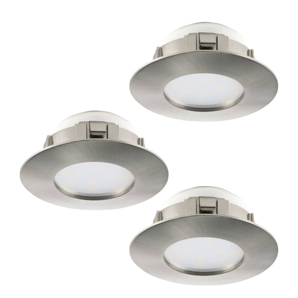 Eglo 95823 Pineda LED Einbauleuchte 3x6W Ø7,8cm Nickel IP44