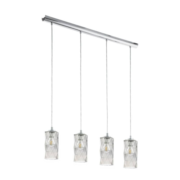 Eglo 96929 Estevau Hängeleuchte 4XE27 chrom schwarz transparent