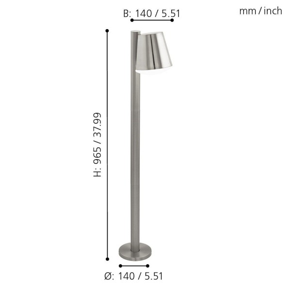 Eglo 97485 CALDIERO-C LED E27 Außen-Stehleuchte 9W 240x140mm Edelstahl Weiss IP44 9002759974855