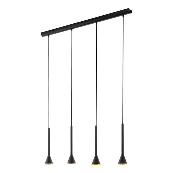 Eglo 97605 CORTADERAS LED GU10 4-fach Hängeleuchte 4x4,8W 1130x85mm Schwarz Gold 3-step dimming