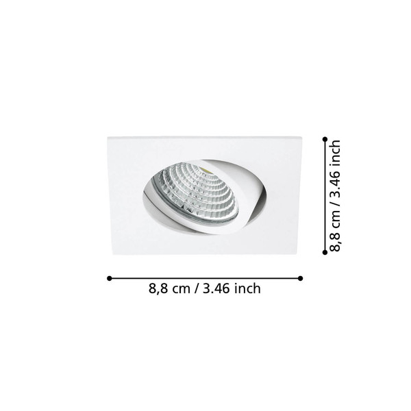 Eglo LED Einbauspot Saliceto dimmbar 4,8W warmweiss 2700K Weiss Aluminium 9x9cm 98302