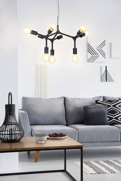 Eglo Pendelleuchte Bocadella 9-flammig E27 Schwarz Stahl Ø64cm 98346