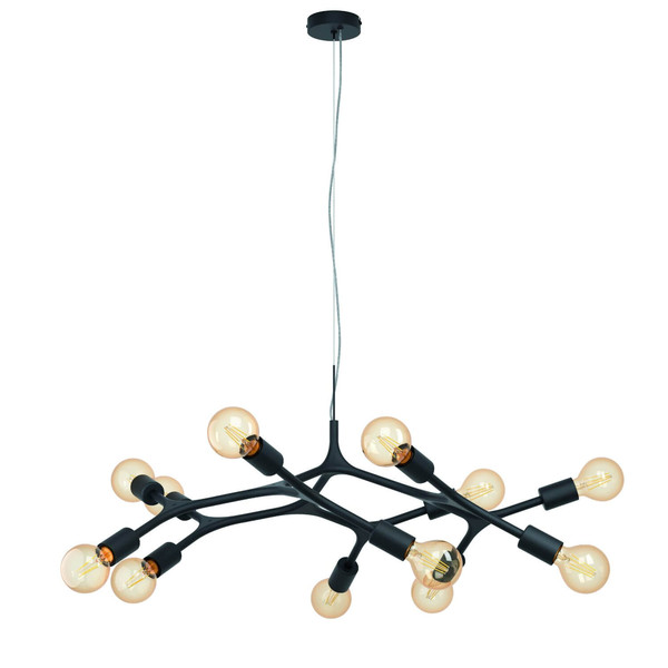 Eglo Pendelleuchte Bocadella 12-flammig E27 Schwarz Stahl Ø92cm 98347