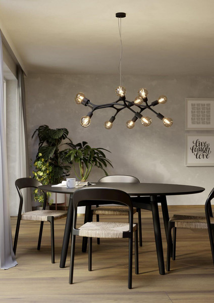 Eglo Pendelleuchte Bocadella 12-flammig E27 Schwarz Stahl Ø92cm 98347