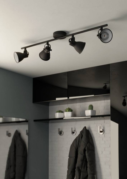 Eglo 98408 SERAS 2 LED GU10 4-fach Spotleuchte 4x3W 770x65mm Schwarz