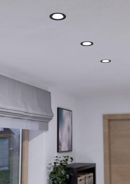 Eglo LED Einbauspot Saliceto dimmbar 4,8W warmweiss 2700K Schwarz Aluminium starr Ø9cm 98607