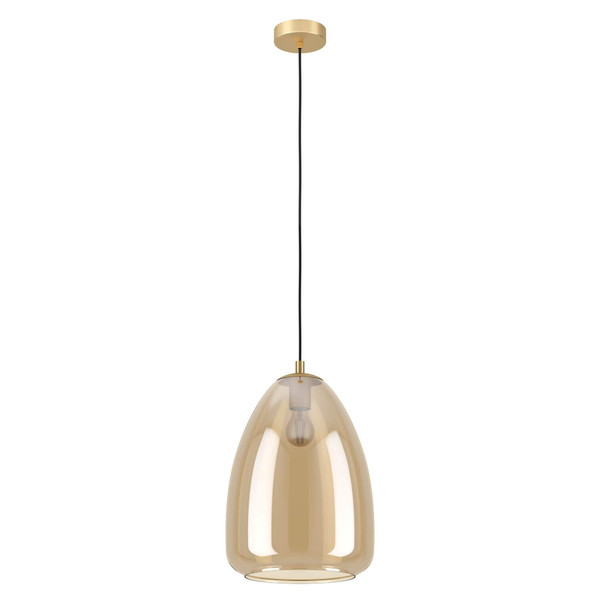 Eglo Pendelleuchte Alobrase E27 Messing-gebürstet Amber Stahl Glas bedampft Ø30cm 98647