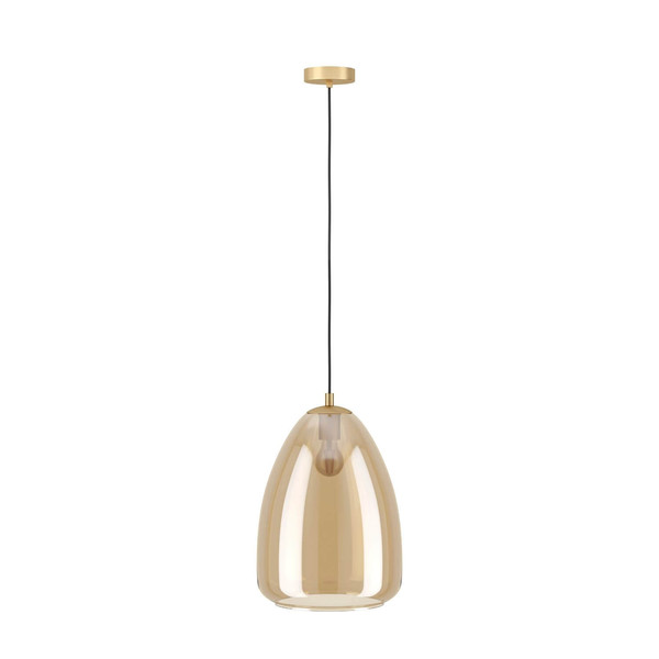 Eglo Pendelleuchte Alobrase E27 Messing-gebürstet Amber Stahl Glas bedampft Ø30cm 98647