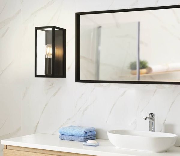 Eglo 99123 AMEZOLA E27 Wandleuchte Schwarz IP44