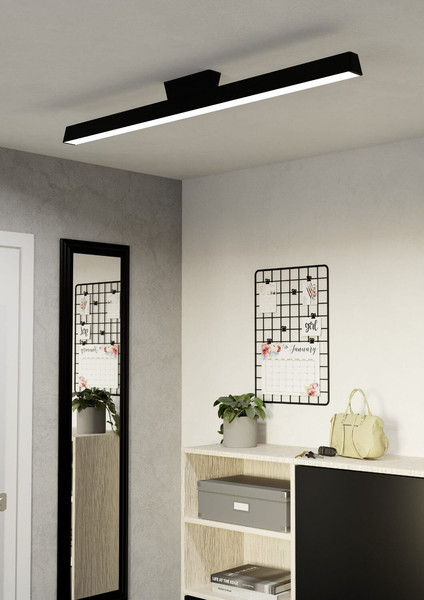 Eglo LED Deckenleuchte Simolaris-Z Smart dimmbar 35W RGB CCT warm-/tageslichtweiss 2700-6500K Zigbee Schwarz Aluminium Stahl 122x11cm 99602