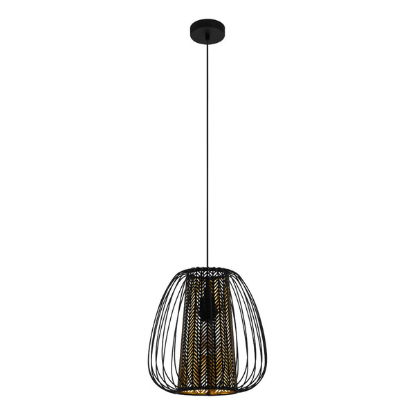 Eglo Pendelleuchte Curasao E27 Schwarz Gold Stahl Textil Ø33,5cm 99661