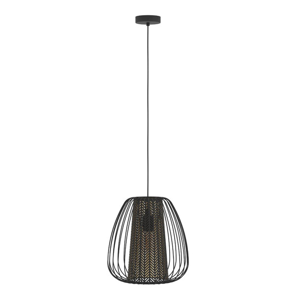 Eglo Pendelleuchte Curasao E27 Schwarz Gold Stahl Textil Ø33,5cm 99661