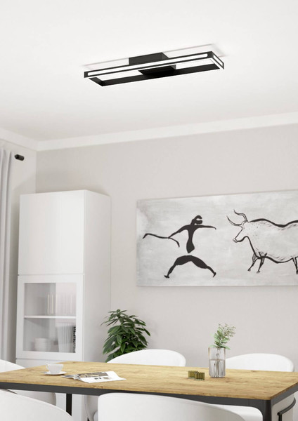 Eglo LED Deckenleuchte Salvilanas-Z Smart dimmbar 32W CCT warm-/tageslichtweiss 2700-6500K Zigbee Schwarz Aluminium Stahl 77x20cm 99679