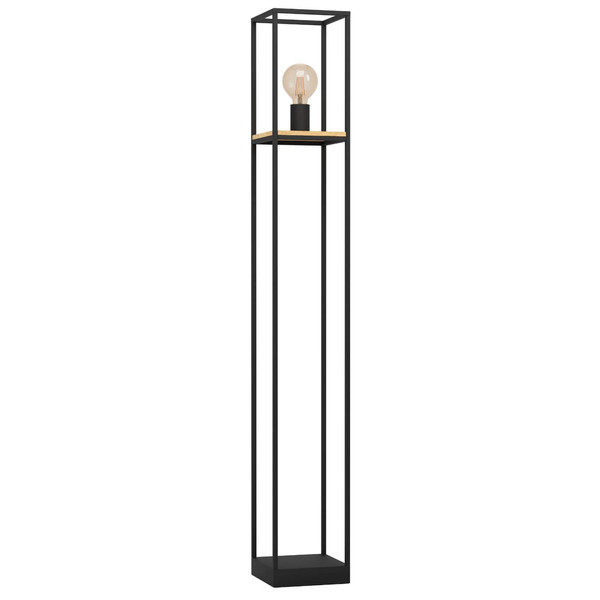 Eglo Stehleuchte Libertad E27 Schwarz Braun Stahl Holz 128,5cm 99798