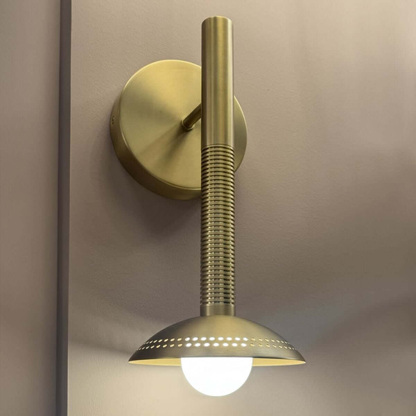 Elstead Arden LED Wandleuchte dimmbar warmweiss 6W Gold gebürstet Alu Stahl Opalglas 36cm